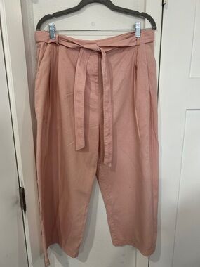 ASOS women’s Blush Pink High-Waist Tie Front Pants cropped